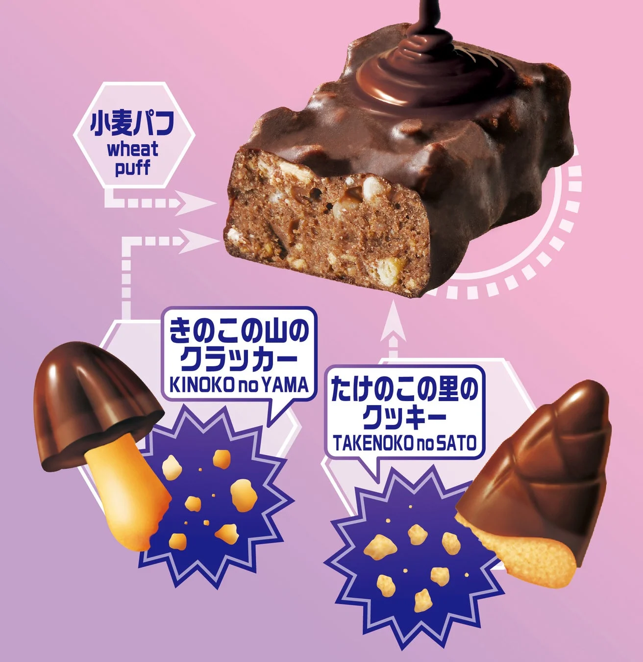 Cross section of the snack bar showing layers