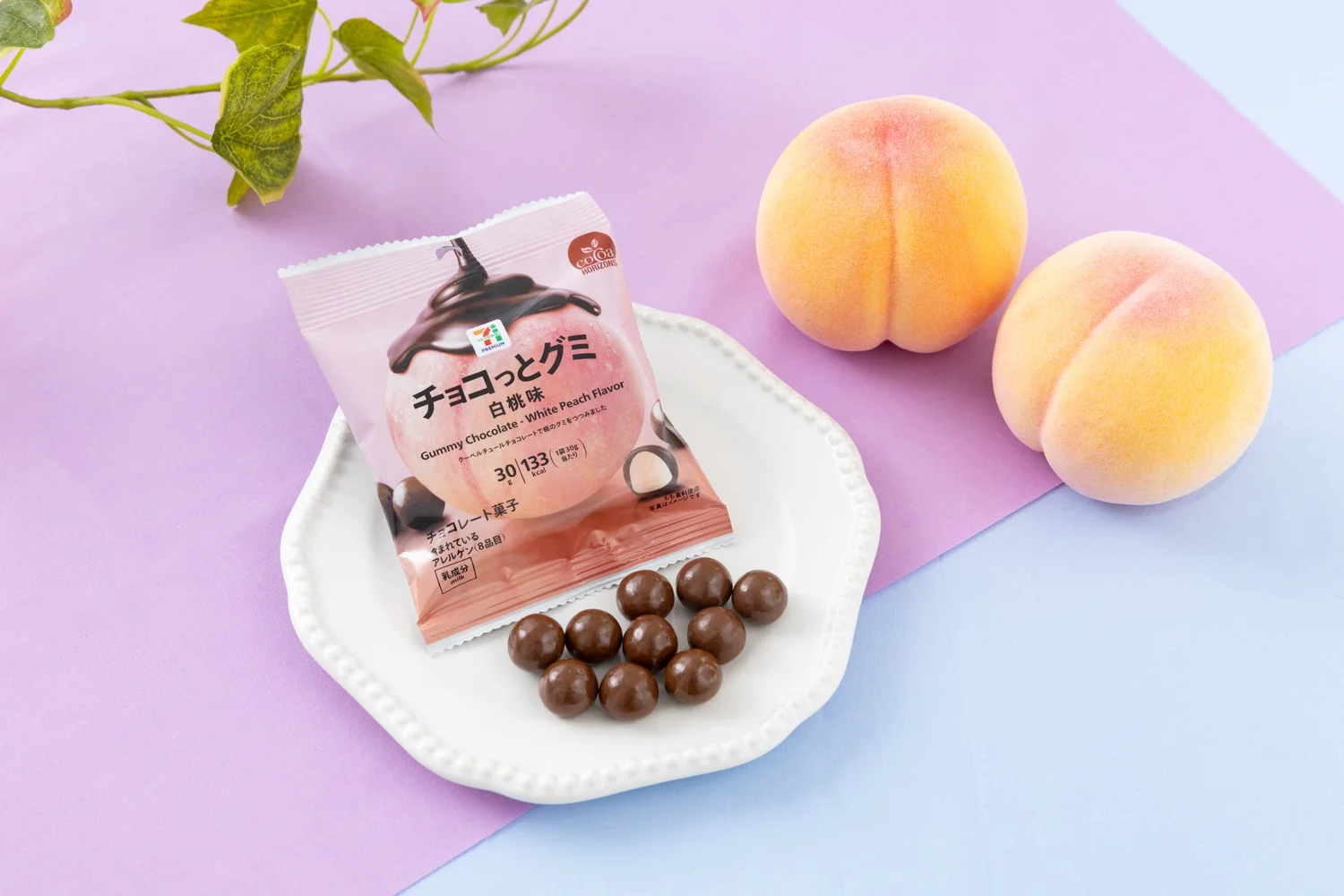 일본 세븐일레븐 초코토 구미 백도 맛 패키지 이미지