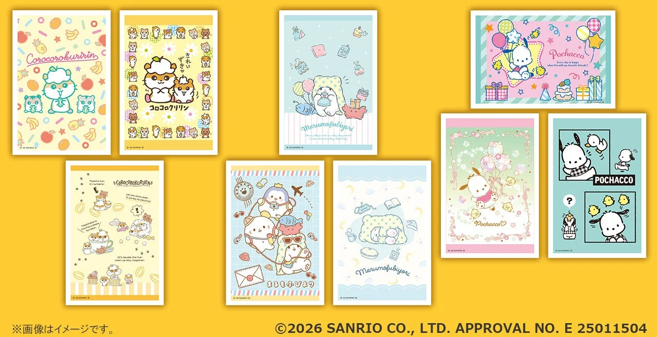 Lineup of new designs: Corocorokuririn, Marumofubiyori, and Pochacco