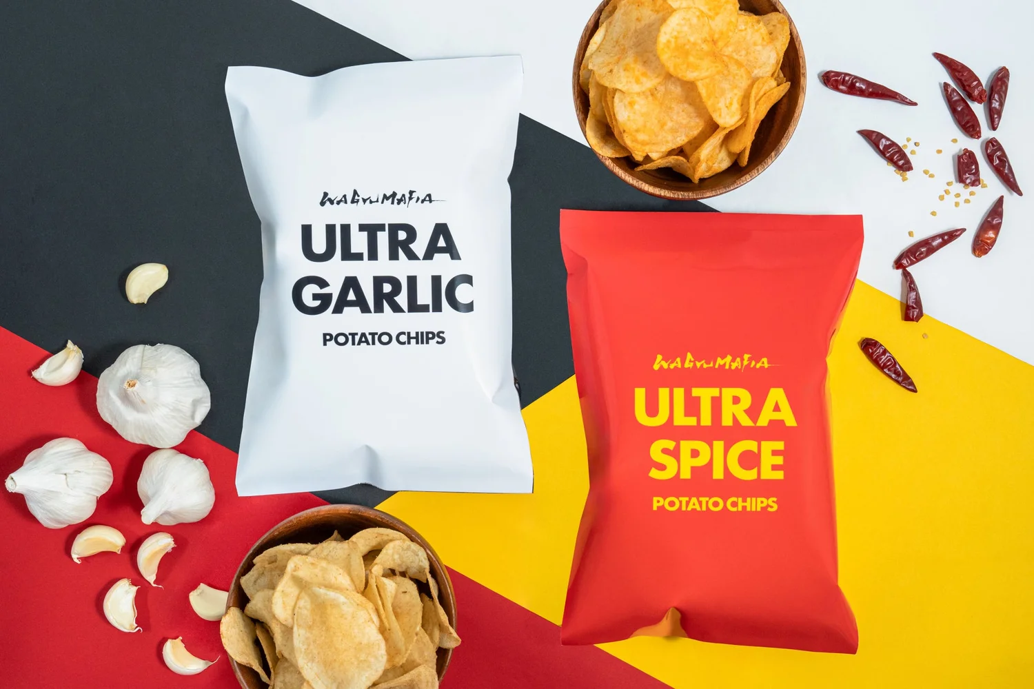 WAGYUMAFIA 협업 감자칩: ULTRA SPICE 및 ULTRA GARLIC
