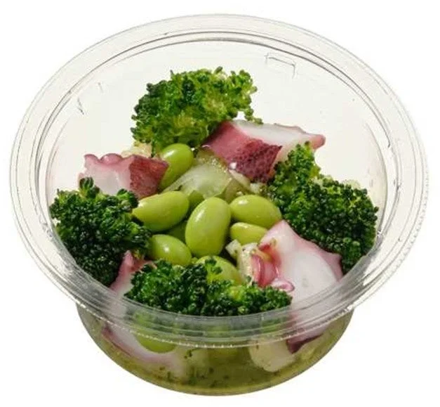 Close-up of Octopus and Broccoli Basil Salad