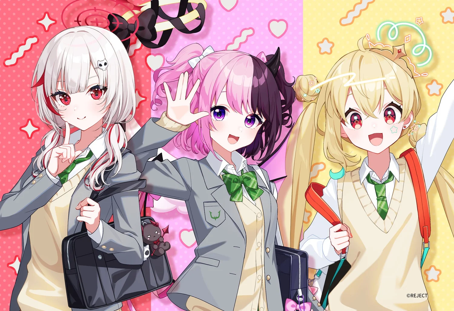 School Uniform Style Group Illustration Bromide