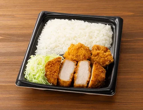 두툼한 등심 돈카츠&가라아게 도시락