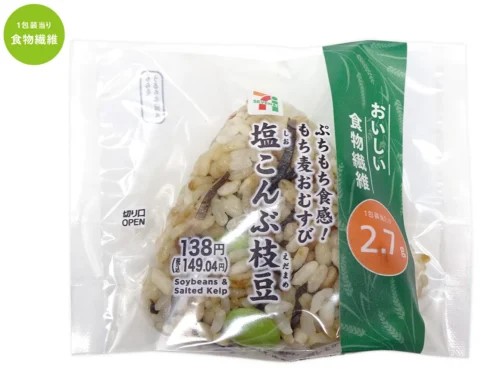 ぷちもち食感!もち麦おむすび 塩こんぶ枝豆