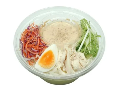Ramen Salad with Steamed Chicken and Soft-Boiled Egg