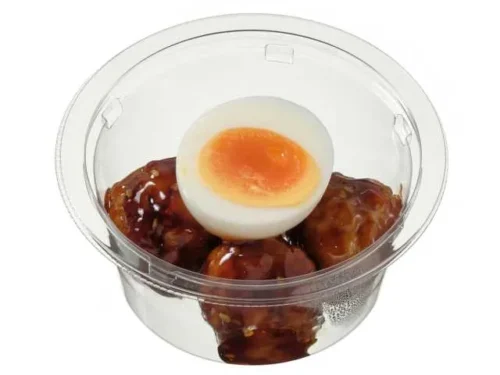 冷たいまま食べる肉団子と半熟ゆで玉子