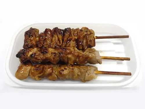 Charcoal-Grilled Yakitori Skewers (3 Chicken Skin, 2 Thigh)