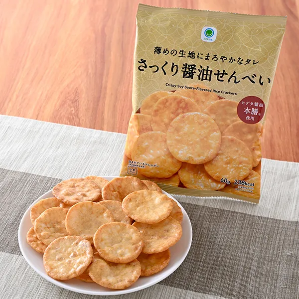 Crispy Soy Sauce Senbei with Thin Dough and Mild Sauce