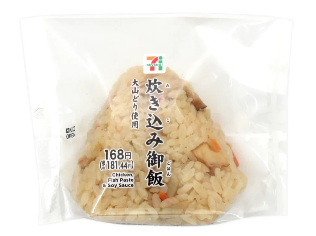onigiri（感謝）/3 Takikomi Gohan Onigiri (with DAISEN Chicken) - konbiniDB