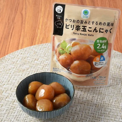 かつおの旨みとするめの風味ピリ辛玉こんにゃく