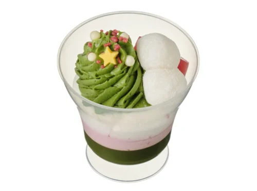 Christmas Parfait with Uji Matcha and Strawberry