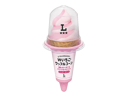 W 딸기 와플 콘