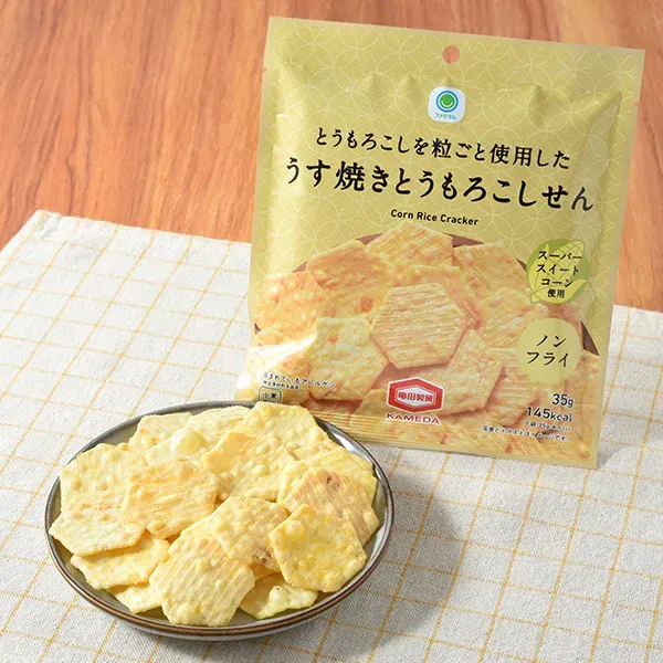 Thinly Baked Corn Crackers with Whole Corn Kernels
