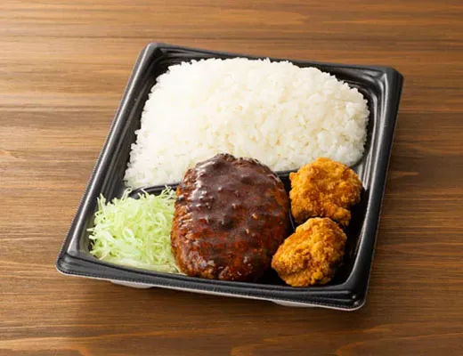 ごはん大盛!盛合せ弁当(ハンバーグ&鶏から)