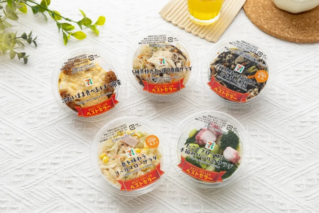 Lineup of 7-Eleven Cup Deli Bestseller Series side dishes