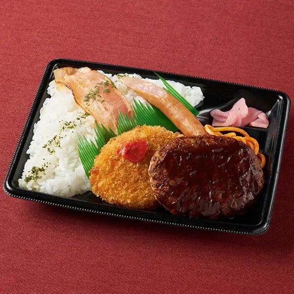 Meat Feast! Combo Bento (Demi-glace Hamburger Steak)