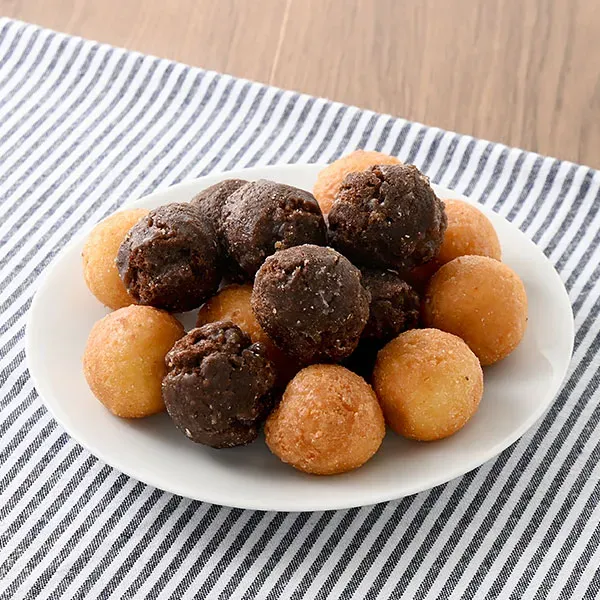 Two-Tone Ball Donuts (Plain & Chocolate) 16 Pieces