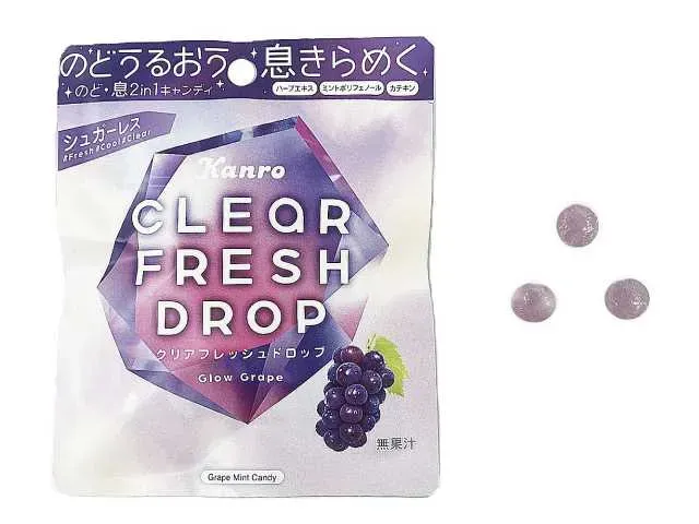 KANRO Clear Fresh Drop Glow Grape Pouch
