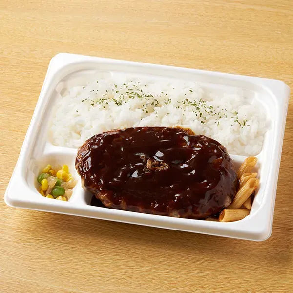 [HEINZ Collaboration Campaign!] Teppanyaki Hamburger Steak Bento with Rich Black Demi-Glace Sauce