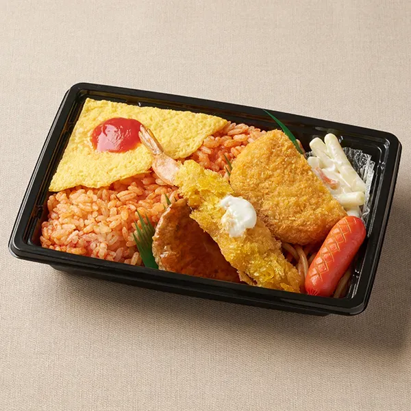 Western-Style Bento with Fried Shrimp and Curry Croquette