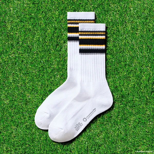 Line Socks White & Yellow