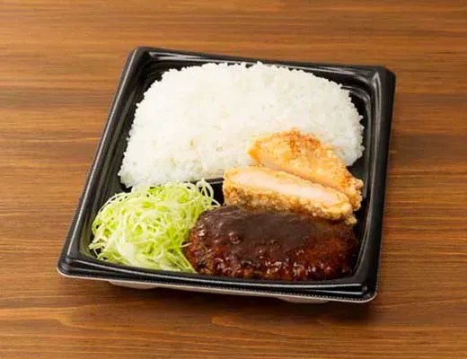 Extra Large Rice! Hamburger Steak & Chicken Tatsuta-age Bento