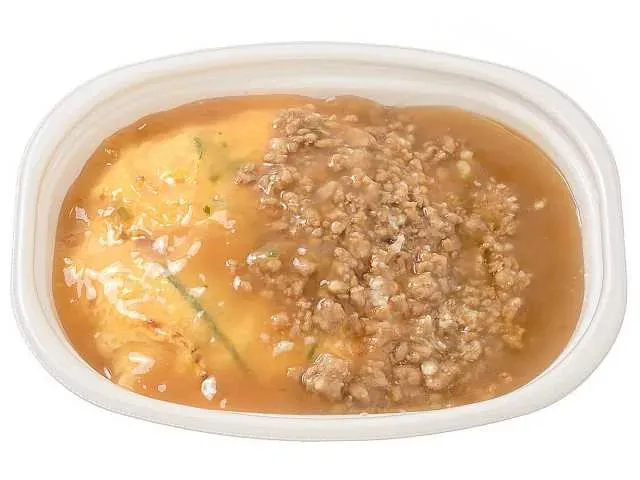 鶏ガラ醤油餡の肉そぼろ天津飯