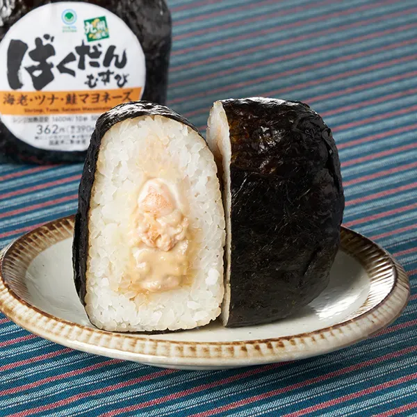ばくだんむすび(海老・ツナ・鮭マヨネーズ)