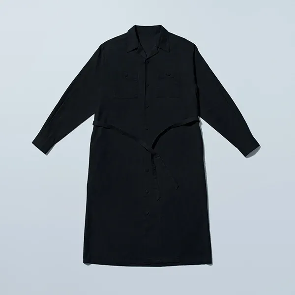 Cotton Linen Shirt Coat Black
