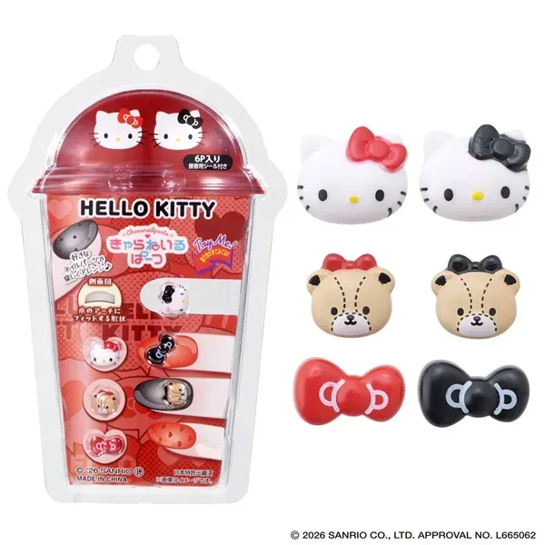 Character Nail Parts HELLO KITTY Red & Black Assortment