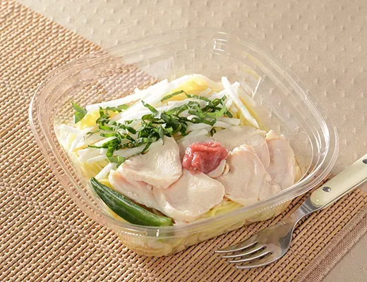 Cold Fresh Pasta Chicken & Japanese Plum Dashi Gelee