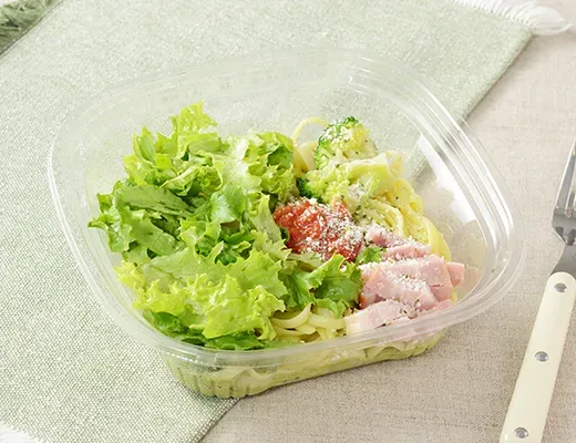 Chilled Fresh Pasta with Bacon & Basil Cream