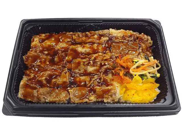 진하고 맛있는 양념의 숯불구이 우삼겹 도시락