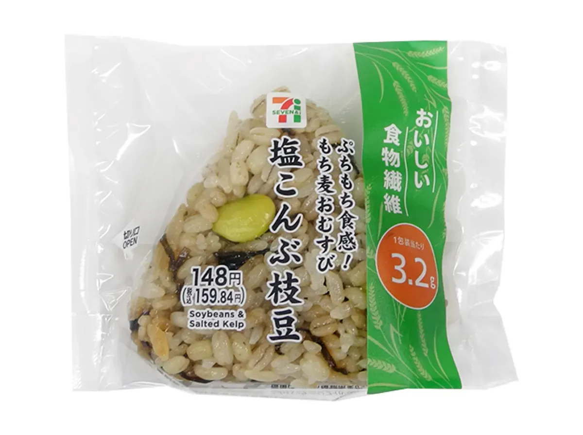 Chewy Mochi Barley Rice Ball with Salted Kelp & Edamame