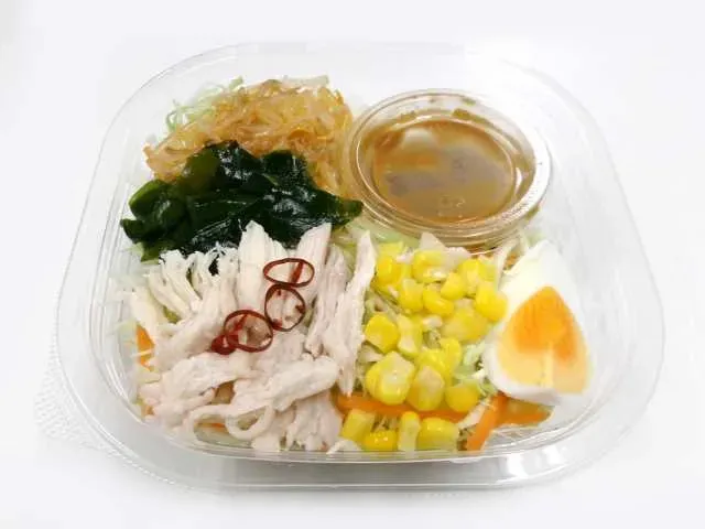 Spicy Ramen Salad with Steamed Chicken and Soft-Boiled Egg
