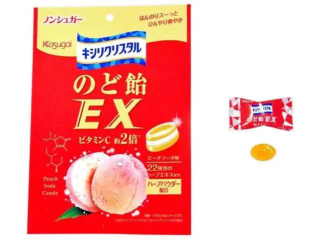 KASUGAI Xyli-Crystal Throat Candy EX Vitamin C Peach Soda Flavor