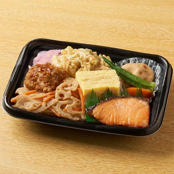 Coho Salmon and Japanese-Style Side Dishes Bento