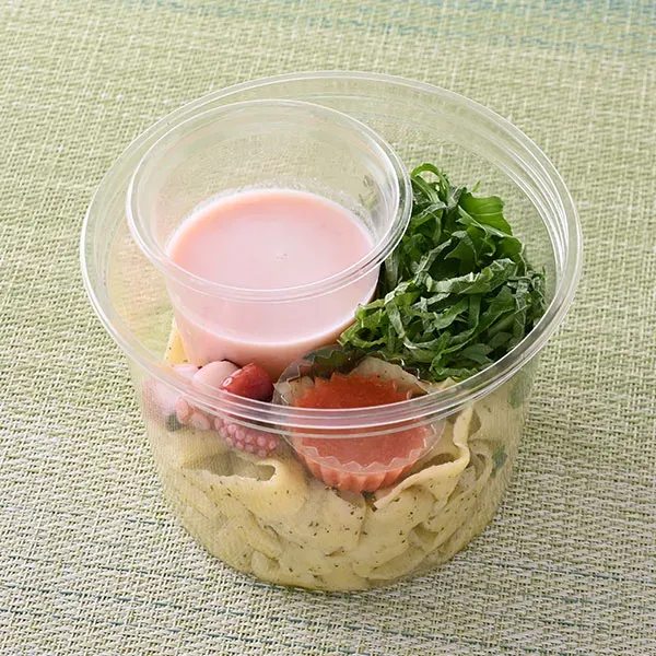 冷製 真だこと青じそオイルの生パスタ明太クリーム