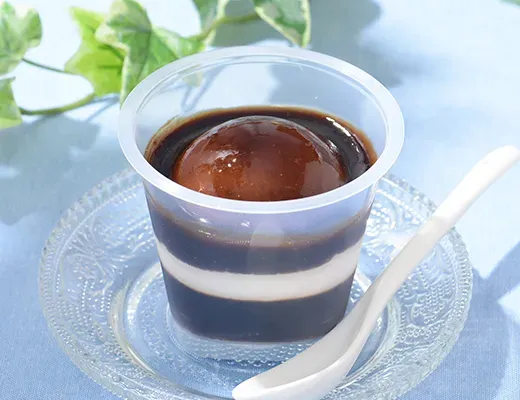 Coffee Jelly Topped with Vanilla Mousse
