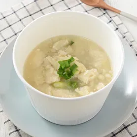もち麦入り たんぱく質たっぷり参鶏湯風スープ