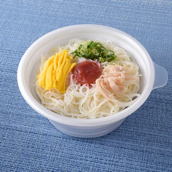 梅と蒸し鶏のあったかそうめん