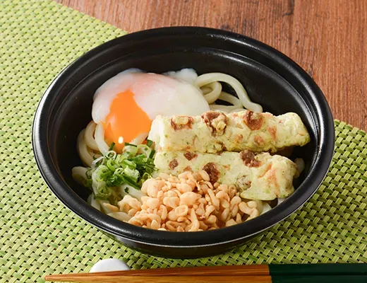 Hot or Cold, Choose Your Mood! Bukkake Udon with Soft-Boiled Egg & Seaweed Tempura