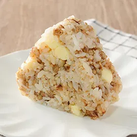 Rice Ball with Purple Glutinous Barley, Cheese & Bonito Flakes