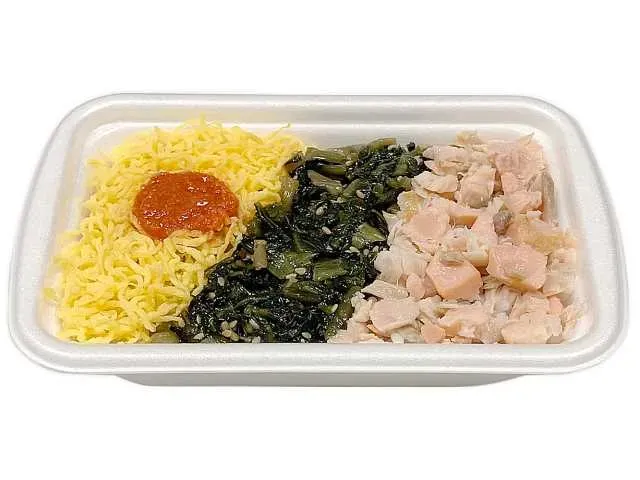 연어와 히로시마나를 곁들인 명란밥 (찰보리)