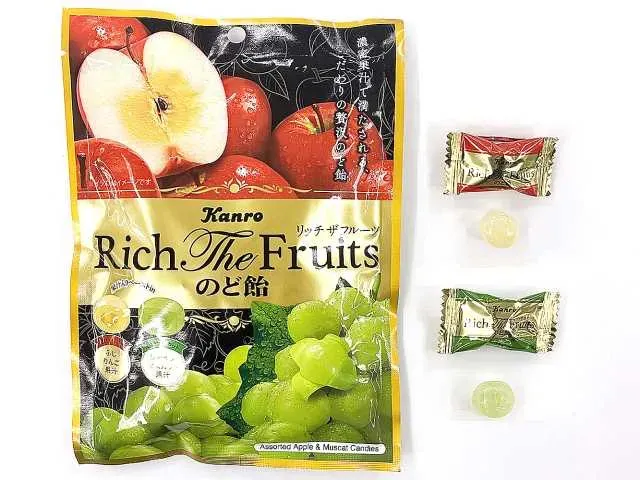 カンロ リッチザフルーツのど飴 濃いりんご&濃いマスカット