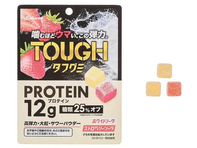 カバヤタフグミPROTEINホワイトソーダストロベリーソーダ