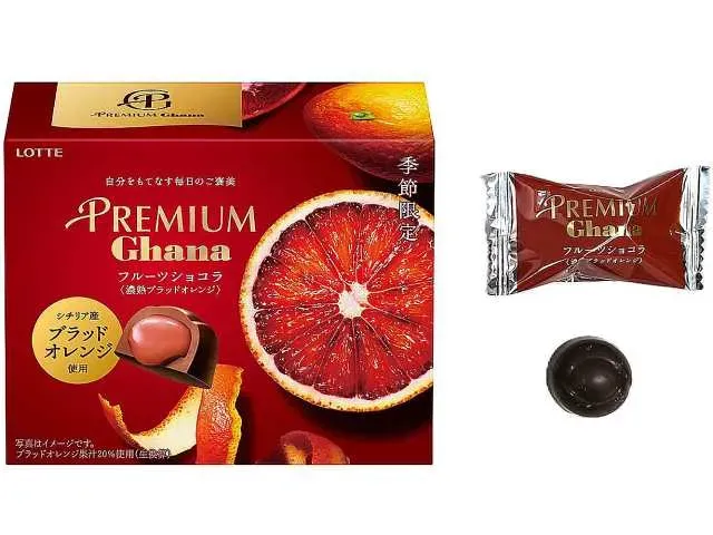 LOTTE Premium Ghana Fruit Chocolat Rich Blood Orange