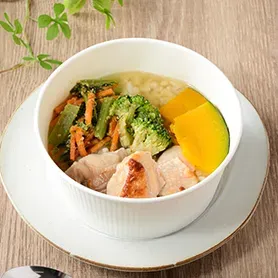 Japanese-Style Chicken & Vegetable Soup Rice with Koji Amazake (with Glutinous Barley Rice)